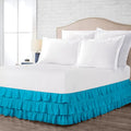 Multi-Ruffle Bed Skirt, Soft Multi Elastic Dust Ruffles with Wrap Around Bed Skirt Easy Fit with 18 Inch Drop 100% Cotton 800 Thread Count (RV Bunk 42X80, Turquoise Blue)