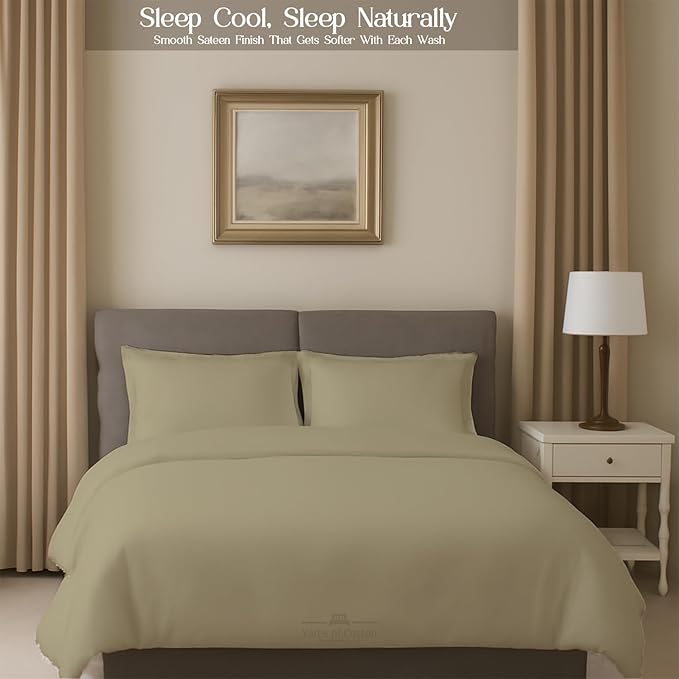Sleeper Sofa 4 Piece Bed Sheet Set Premium Quality 100% Cotton 500 Thread Count, Smooth & Super Soft Sateen Weave, Extra Soft Bed Sheets, Wrinkle Free, 6 Inch Deep Pocket (Queen, Beige)