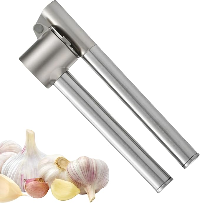 COO KORA Heavy Duty Garlic Press, Handheld Garlic Mincer, 304 Stainless Steel Garlic Press, Ergonomic, Durable, No Hand Odor, Just Put It in the Bowl, Dishwasher Safe