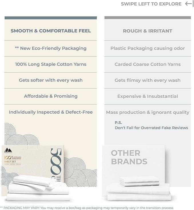Mayfair Linen 100% Egyptian Cotton 2 Pack Full Sheet Set - Luxury 500 Thread Count Cotton Sheets Full Size (8 PC, Silver), Soft, Cooling, Sateen Weave, 16" Deep Pocket Hotel Quality Bed Sheet Set