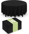 Smiry Disposable Table Cloth 12 Pack, 84 Inch Round Waterproof Plastic Tablecloth, Decorative Rectangle Table Covers for Party, Birthday, Picnic, Black