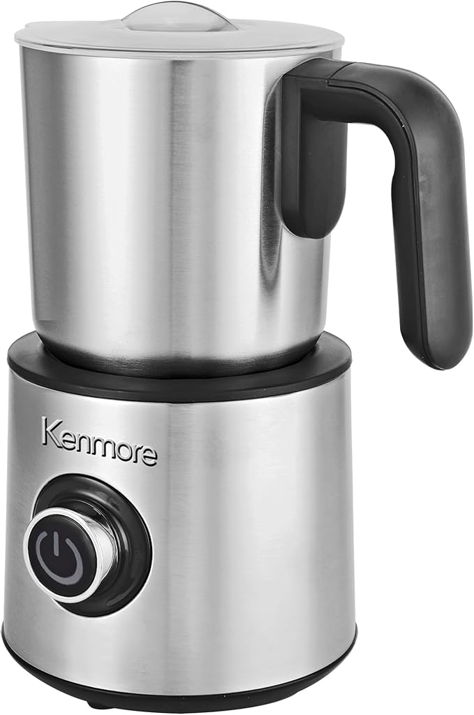 Kenmore Automatic Milk Frother & Steamer - Hot & Cold Foam Maker Electric Warmer Coffee, Latte, Cappuccino, Macchiato, Hot Chocolate Maker 16 oz (500mL) Capacity, Stainless Steel