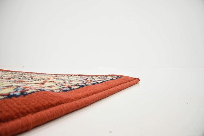 Unique Loom Reza Collection Traditional Persian Style Area Rug, Runner 2' 7" x 10' 0", Terracotta/Ivory