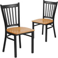 Flash Furniture 2 Pack HERCULES Series Black Vertical Back Metal Restaurant