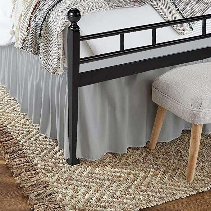 SlumberWell King Bed Skirt with Split Corners, Soft Microfiber, 20 Inch Drop, Light Grey Solid, Elegant Ruffled Design