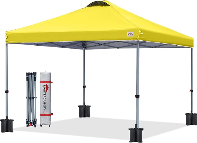 MASTERCANOPY Durable Pop-up Canopy Tent with Roller Bag (10x10, Yellow)