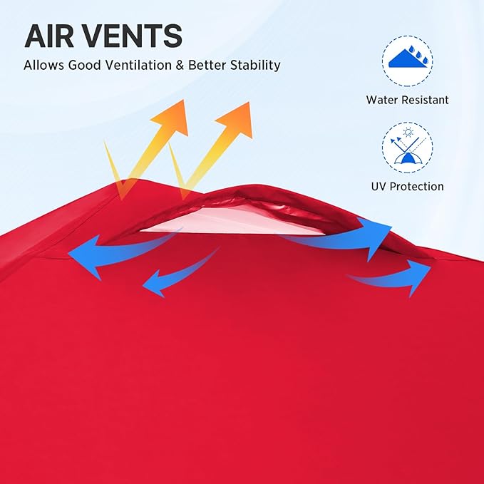 EAGLE PEAK Pop Up Canopy Tent with Wheeled Carry Bag, 8 Stakes, 4 Ropes, Easy Set Up Tent Canopy, 8x8 ft, Red