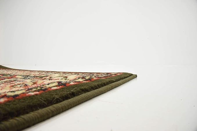 Unique Loom Reza Collection Traditional Persian Style Area Rug, 2 ft 7 in x 10 ft, Olive/Ivory