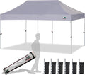 Eurmax USA 10x20ft Pop Up Canopy, Commercial Instant Tent for Outdoor Events, Patented No-Tip Rolling Storage Bag with 6 Sandbags,UV & Water Resistant,Heavy Duty Portable Shelter Gazebo,Grey