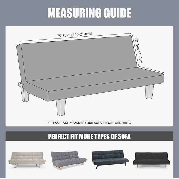molasofa Leather Like Stretch Futon Slipcover Armless Futon Bed Sofa Cover Furniture Protector with Elastic Bottom, Soft and Washable Futon Cover for Sofa Bed Stay in Place（X Larger，Dark Grey）