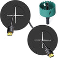 Riozoo TV Wire Hider Kit for Wall Mount TV, White in Wall Cable Management Kit, Includes 2-3/8"(60mm Hole) 2 Pass Throughs and Hole Saw Drill Attachment for Easy Install(Black) (RO-YCX-2P-BK)
