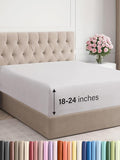 Extra Deep King Fitted Sheet - Hotel Luxury Single Fitted Sheet Only - Easily Fits 18 inch to 24 inch Mattress - Ultra Soft, Wrinkle & Fade Free w/Extra Deep Pocket - Breathable & Comfy - French Grey