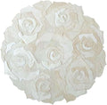 Round Floral Area Rug – Elegant Textured Rose Design – Soft Decorative Circle Mat with Non-Slip Backing for Living Room, Bedroom, Nursery, or Entryway (White_9x9 ft)
