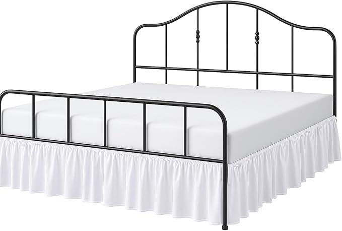 Cottington Lane Ruffled Bed Skirt Full Size with Split Corner, Brushed Microfiber Hotel Quality White Dust Ruffle, 15 Inch Drop Gathered Bedskirt, Soft and Stylish, Shrinkage and Fade Resistant