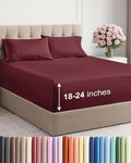 Extra Deep Pocket King Sheets - 4 Piece Breathable & Cooling Bed Sheets - Hotel Luxury Bed Sheet Set - Soft, Wrinkle Free & Comfy - Easily Fits Extra Deep Mattresses - Deep Pocket Burgundy Sheets Set