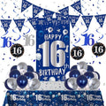 16th Birthday Decorations for Boys, Blue Happy 16th Birthday Decoration Boy