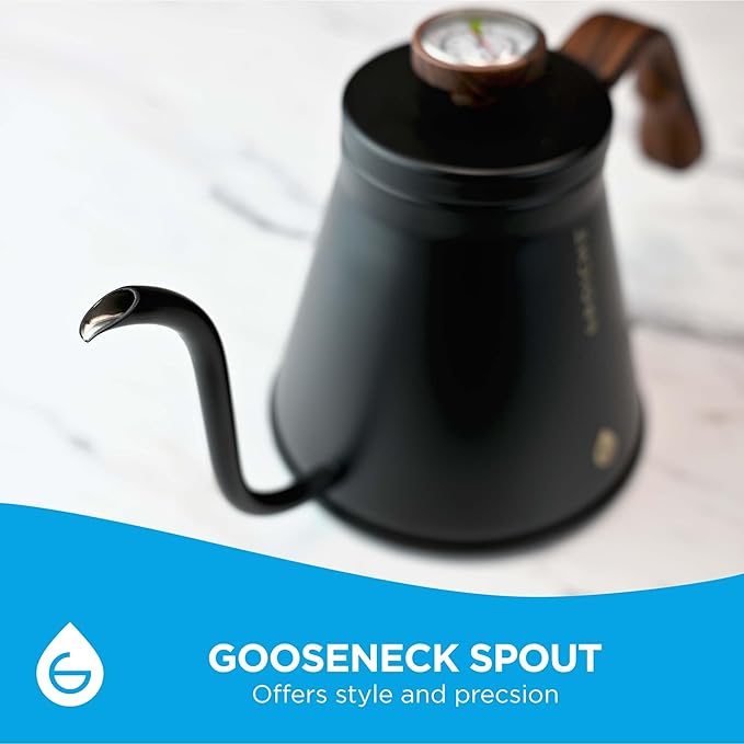 GROSCHE Marrakesh Gooseneck Pour Over Kettle Stovetop - 34 fl. oz (Black)