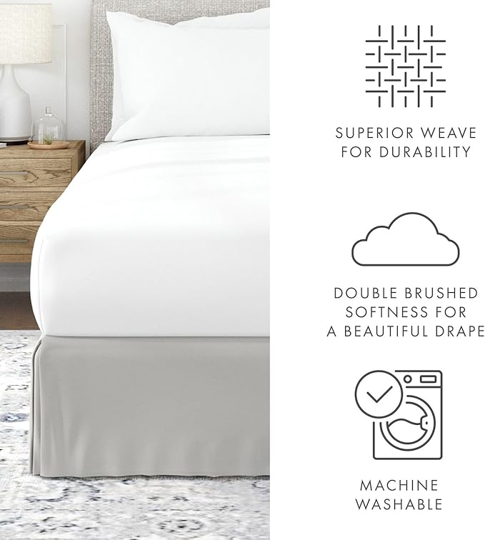 Linen Market Bed Skirt - Ultra Soft Microfiber - Easy Fit with 14 Inch Tailored Drop - Hotel Quality, Shrinkage & Fade Resistant - Bed Cover - Queen Bed Set - Bedroom Décor - (Light Gray)