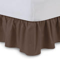 Bed Skirt - Ruffled Bed Skirt (Queen XL, Chocolate) 12 Inch Drop Dust Ruffle with Platform, 100% Cotton 800 Thread Count Fabric - Dust Ruffle Bedskirt for Easy Fitting and Easy Care