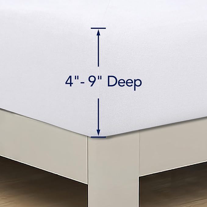 PureFit Stretchy Box Spring Cover King - Elastic Fitted Box Spring Wrap Around 4 Sides, Wrinkle & Fading Resistant Fits King and C-King Size Beds, White