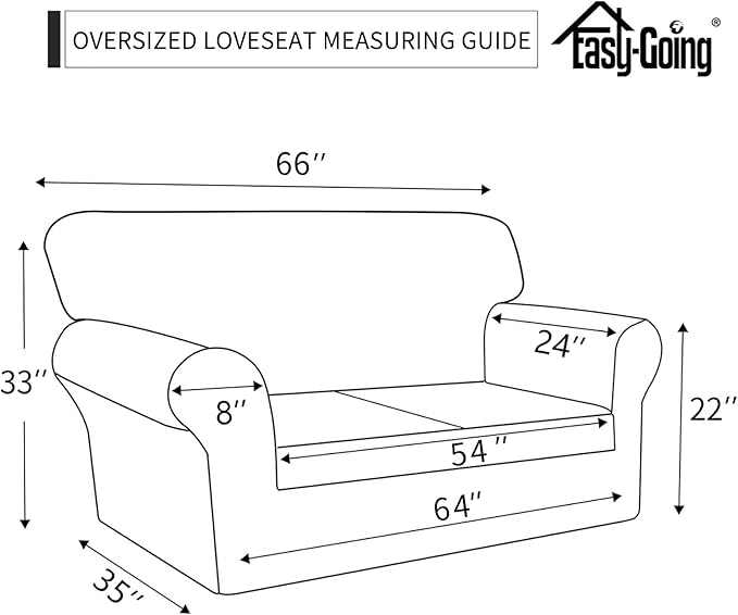Easy-Going Waterproof Oversized Loveseat Covers Leakproof Couch Cover for 2 Cushion Couch Sofa Cover Washable Sofa Slipcover Non-Slip Furniture Protector with Pocket for Pets (Medium-XL, Wine)