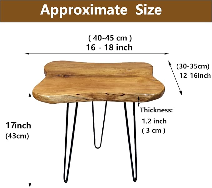 Live Edge Side Table, Solid Wood End Table