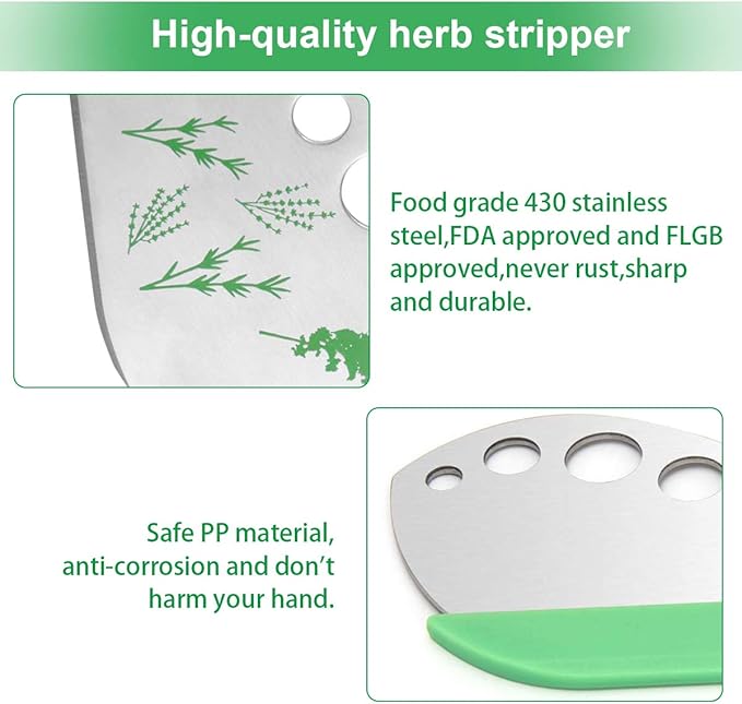 CACASO Leaf Herb Stripper, Stainless Steel Kitchen Herb Stripper Tool