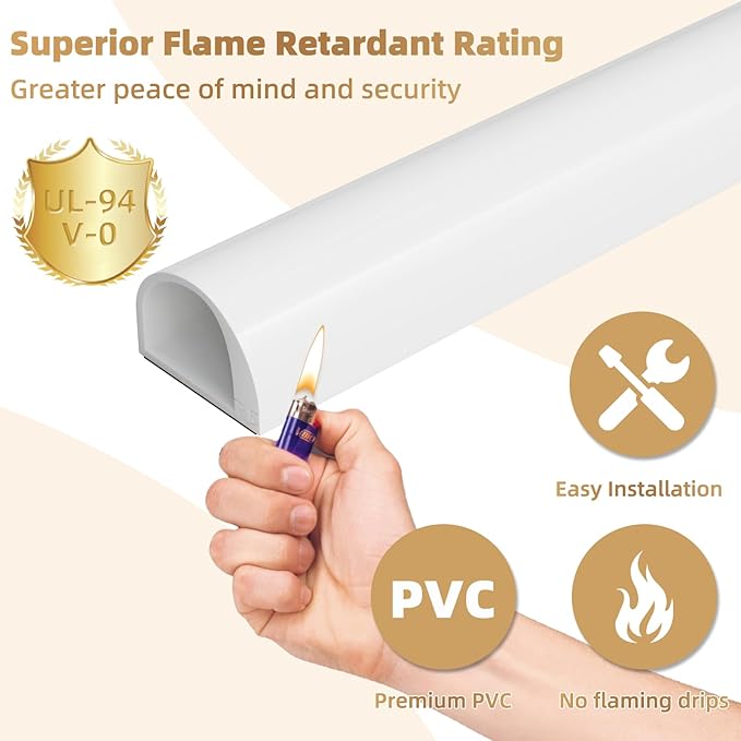 78" Side Open One Cord Hider (<1/4") for Wall Mounted Tv,Silicone Flexible Cable Cover to Hide Conceal Cords Along Wall,Wire Raceway Management Cable Concealer Channel,Electric Cord Organizer,White