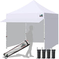 Eurmax USA 10x10 Pop Up Canopy,Commercial Tent with Patented No-Tip Rolling Bag,30sqft Extension Awning & 4 Zippered Removable Walls,UV & Water Resistant,Heavy Duty Instant Shelter Gazebo,White