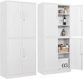 Metal Storage Cabinet with 3 Adjustable Shelves, Tall Steel Pantry Cabinets 4