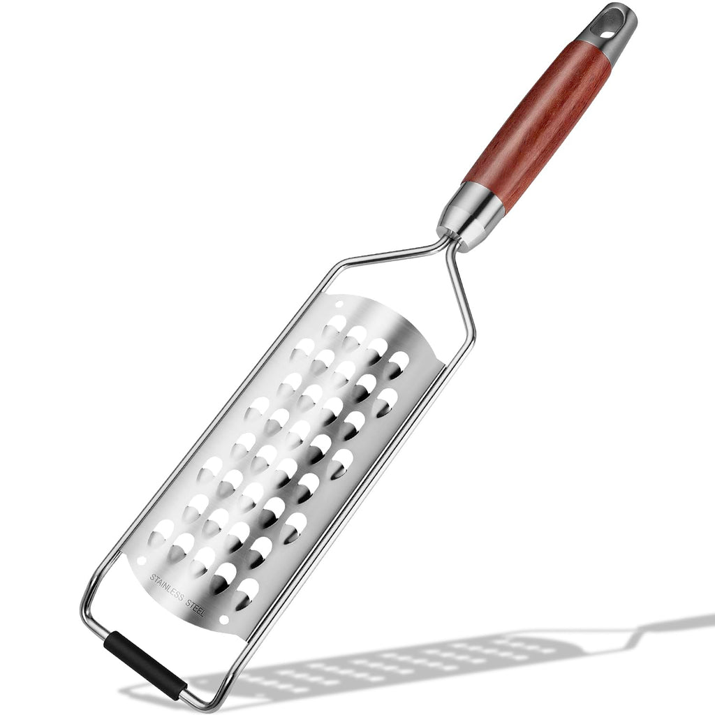 KULUNER Professional-Grade Lemon Zester with Ultra-Coarse Blades, Heavy-Duty Cheese/Vegetable Grater, Solid Wood Handle Design - Rust-Resistant Durable, Essential Kitchen Tool (B1)