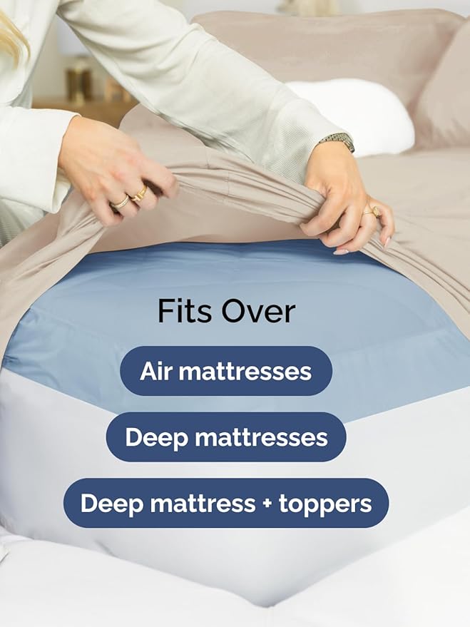 Extra Deep Twin Fitted Sheet - Hotel Luxury Single Fitted Sheet Only - Easily Fits 18 inch to 24 inch Mattress - Ultra Soft, Wrinkle Free w/Extra Deep Pockets - Easy-Care, Breathable & Comfy - Wheat