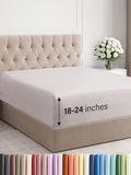 Extra Deep Full Fitted Sheet - Hotel Luxury Single Fitted Sheet Only - Easily Fits 18 inch to 24 inch Mattress - Ultra Soft, Wrinkle & Fade Free w/Extra Deep Pockets - Breathable & Comfy - Light Grey