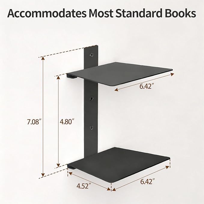Invisible Floating Bookshelves 6 Tier, Heavy Duty Metal Book Organizer