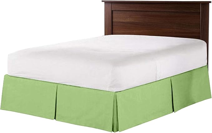 Bed Skirt - 100% Cotton 800 Thread Count Box Pleated Bed Skirt - Luxury Pleated Dust Ruffle, Hotel Quality Modern Bed Skirt, Easy Fit with 12 Inch Tailored Drop, Full XL, Sage