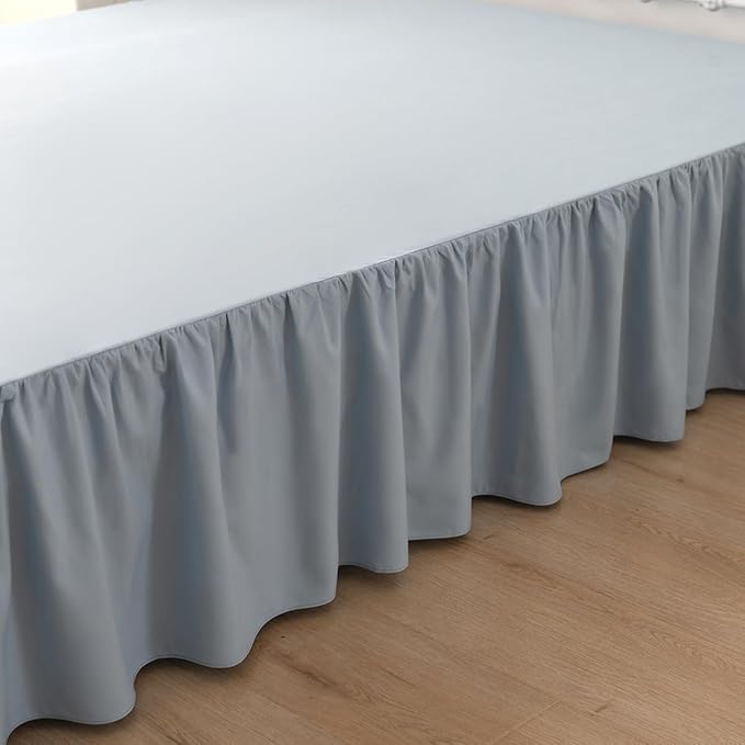 Bed Skirt King Size Ruffled Bed Skirt with Split Corners, 16 Inch Drop Dust Ruffle Bed Skirts with Platform, Gathered Style, 100% Microfiber, Grayish Blue