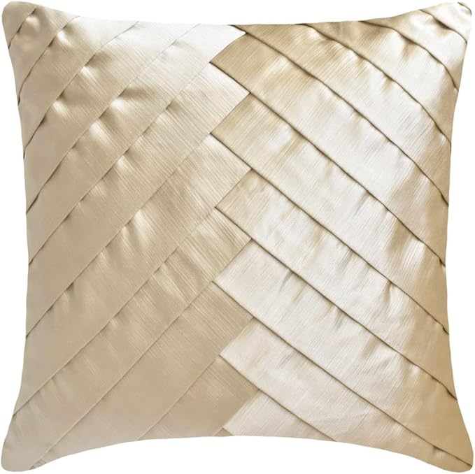 The HomeCentric King/Queen/Twin Ivory Designer King 90"x18" Bed Runner with 2 Pillow Cover, Pintucks, Textured & Satin Bed Scarf on Satin Fabric - Glazed Satin