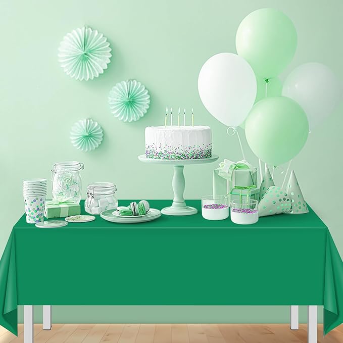 16 Pack Green Plastic Tablecloth for Rectangle Tables, Premium Decorative Green Disposable Table Cloths for Parties, Rectangle Party Table Cover for Birthday Anniversary Graduation Picnic, 54x108 Inch