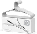 No Hassle-Hangers Best Clothes Hanger Ultra Soft Rubberized Grip Clip Keeps Garments in Place and Off the Floor. Perfect for Wide Neck Silks & Satin Tops, delicates, Athletic wear. (10, Bright Grey)