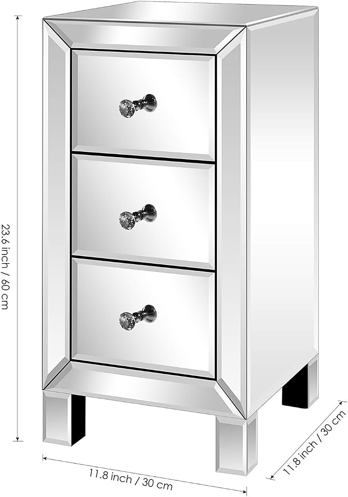 Mirrored End Table Modern Small Sofa Corner Table