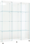 FLYMUHJIA Curio Cabinets with Glass Doors Modern Glass Shelves Tempered Glass