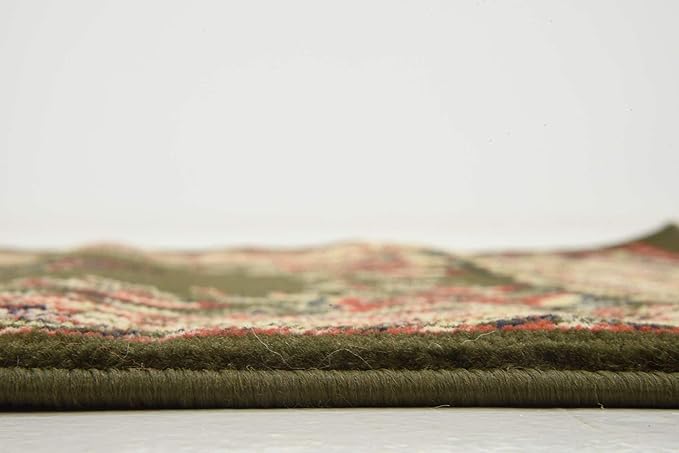 Unique Loom Reza Collection Traditional Persian Style Area Rug, 2 ft 7 in x 10 ft, Olive/Ivory
