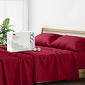 Mayfair Linen 500 Thread Count Split King Sheets Sets for Adjustable Bed - 5 PC Split King Size Bed Sheet Set Cotton (Burgundy), Soft, Cooling, Sateen 16" Deep Pocket Bedsheet (Fits 18" Mattress)