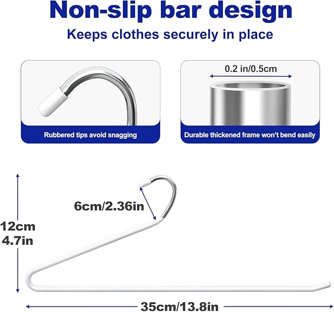 30 Pack Open Ended Metal Pant Hangers, Space Saving Non Slip Clothes Hangers for Pants Jeans Suit Trousers, Heavy Duty Closet Organizer Storage Rack for Men Women（Stainless Steel）