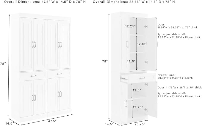 Crosley Furniture Stanton 2-Piece Pantry Storage Cabinet Set