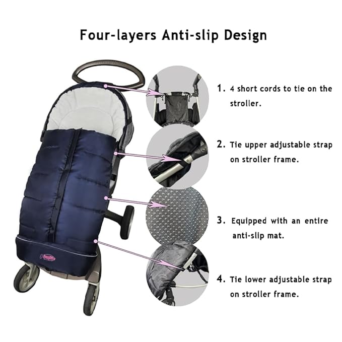 Go 3 Seasons Universal Stroller Footmuff, Warm Winter Bunting Bag for Toddler, Waterproof Sleeping Bag, Anti-Slip Height Adjustable, Winter Blanket