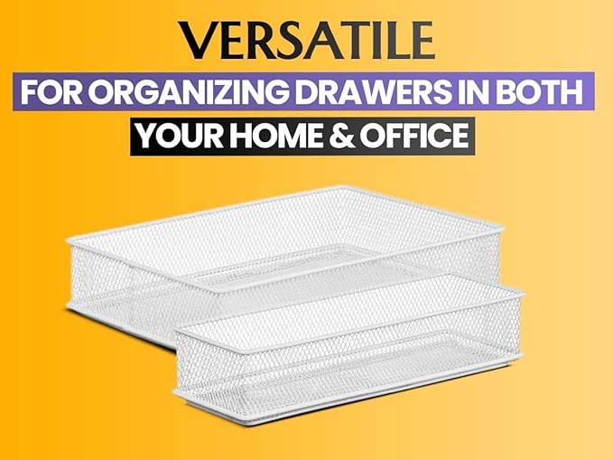 YBM HOME Silver Mesh Drawer Cabinet and or Shelf Organizer Bins, School Supply Holder Office Desktop Organizer Basket (1, 3x15x2 Inch)