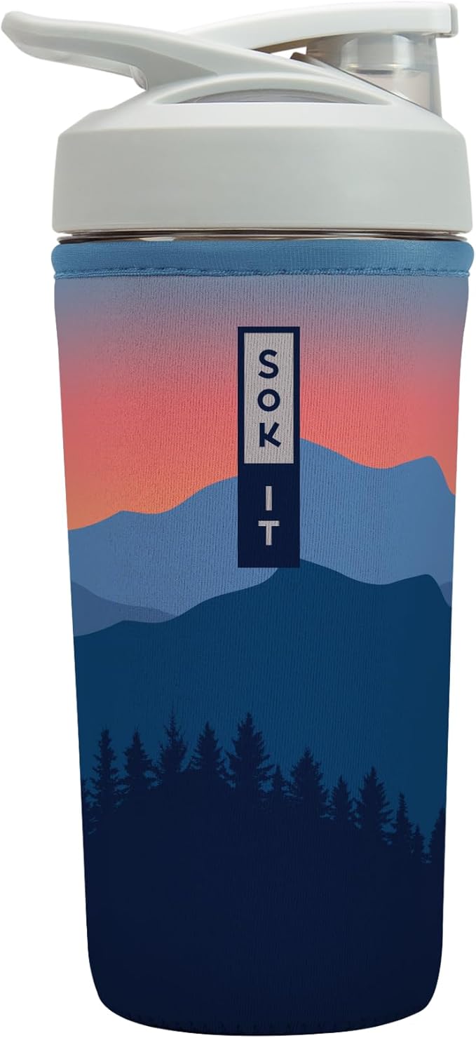 Sok It BotlSok Protein Blender Shaker Bottle Sleeve Insulated Neoprene Cover (Blue Ridge, Fits 28oz Blender)