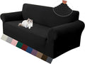 LURKA Stretch Loveseat Sofa Slipcovers 1 Piece Couch Covers for Sofa Furniture Protector Full Sofa Covers with Elastic Bottom for Kids and Dog (Medium, Black)