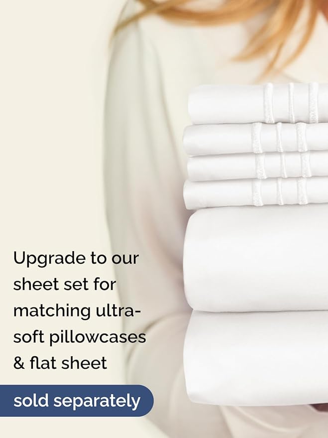 Extra Deep Full Fitted Sheet - Hotel Luxury Single Fitted Sheet Only - Easily Fits 18 inch to 24 inch Mattress - Ultra Soft, Wrinkle Free with Extra Deep Pockets - Breathable & Comfy - Antique White